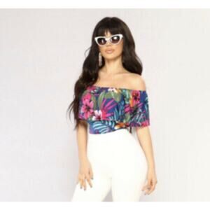 Fashion Nova Floral Off The Shoulder Bodysuit Size XS